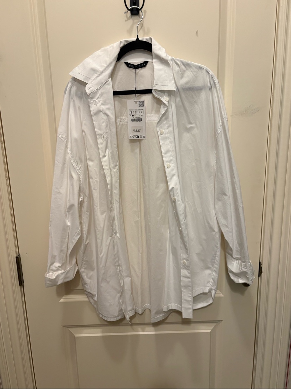 Zara White Lightweight Button-Up Shirt Jacket